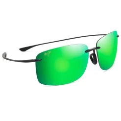 Lunettes De Soleil Maui Jim Hema Noir Mat Maui Pure Lt Mauigreen