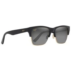 Lunettes De Soleil Maui Jim Perico Noir Brillant Or Gris Neutre Minéral SuperThin