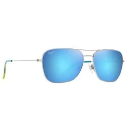 Maui Jim Na'auao Shiny Silver W/Blue